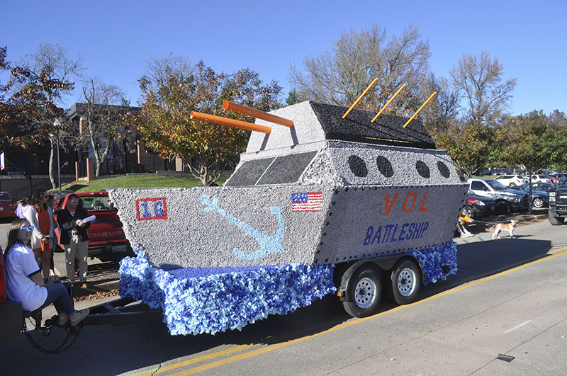 Sigma Nu's float for Homecoming 2018
