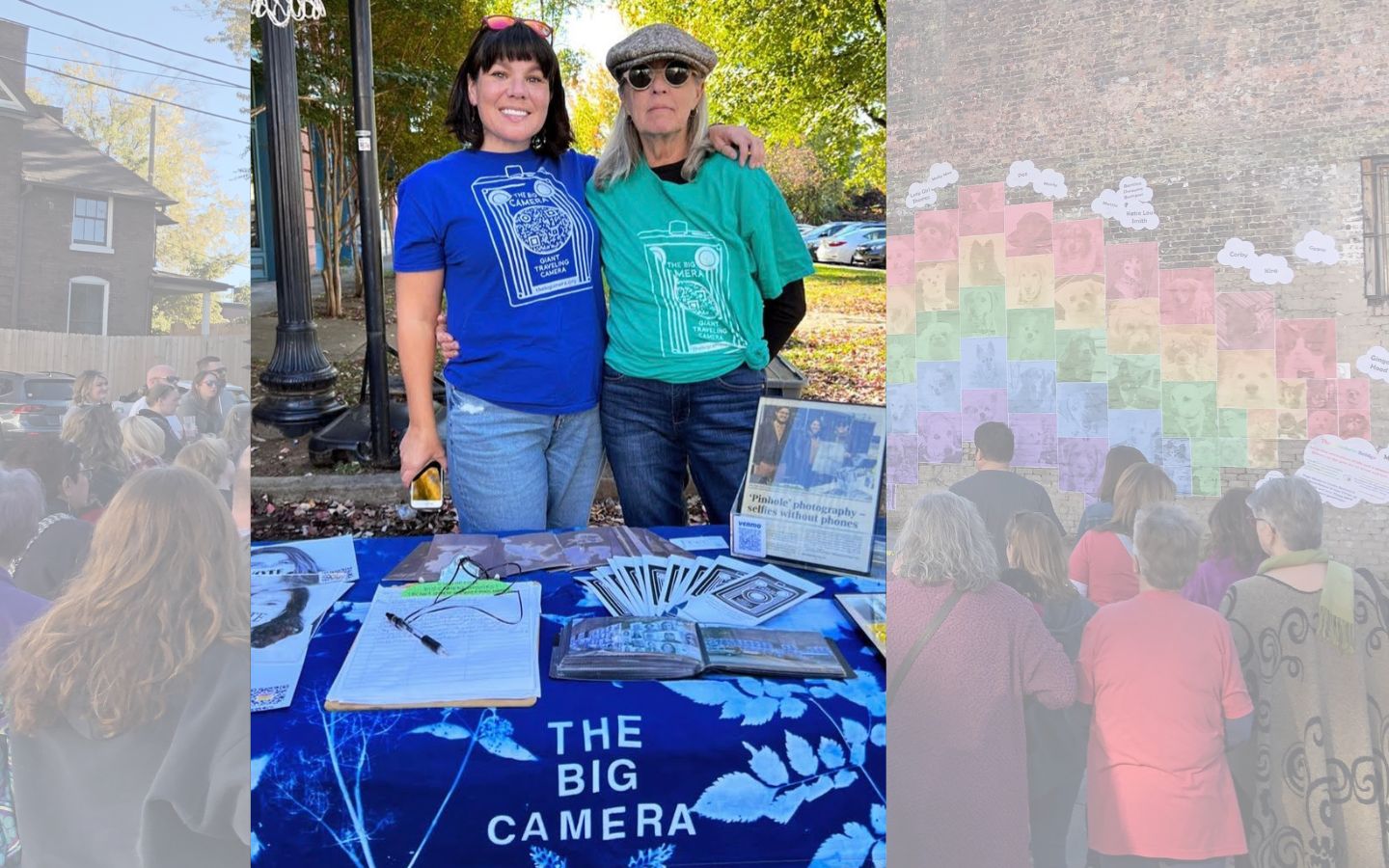 author of the page with other female co-founder, both wearing The Big Camera shirts