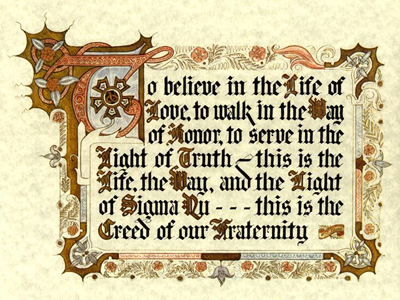The Creed of Sigma Nu Fraternity